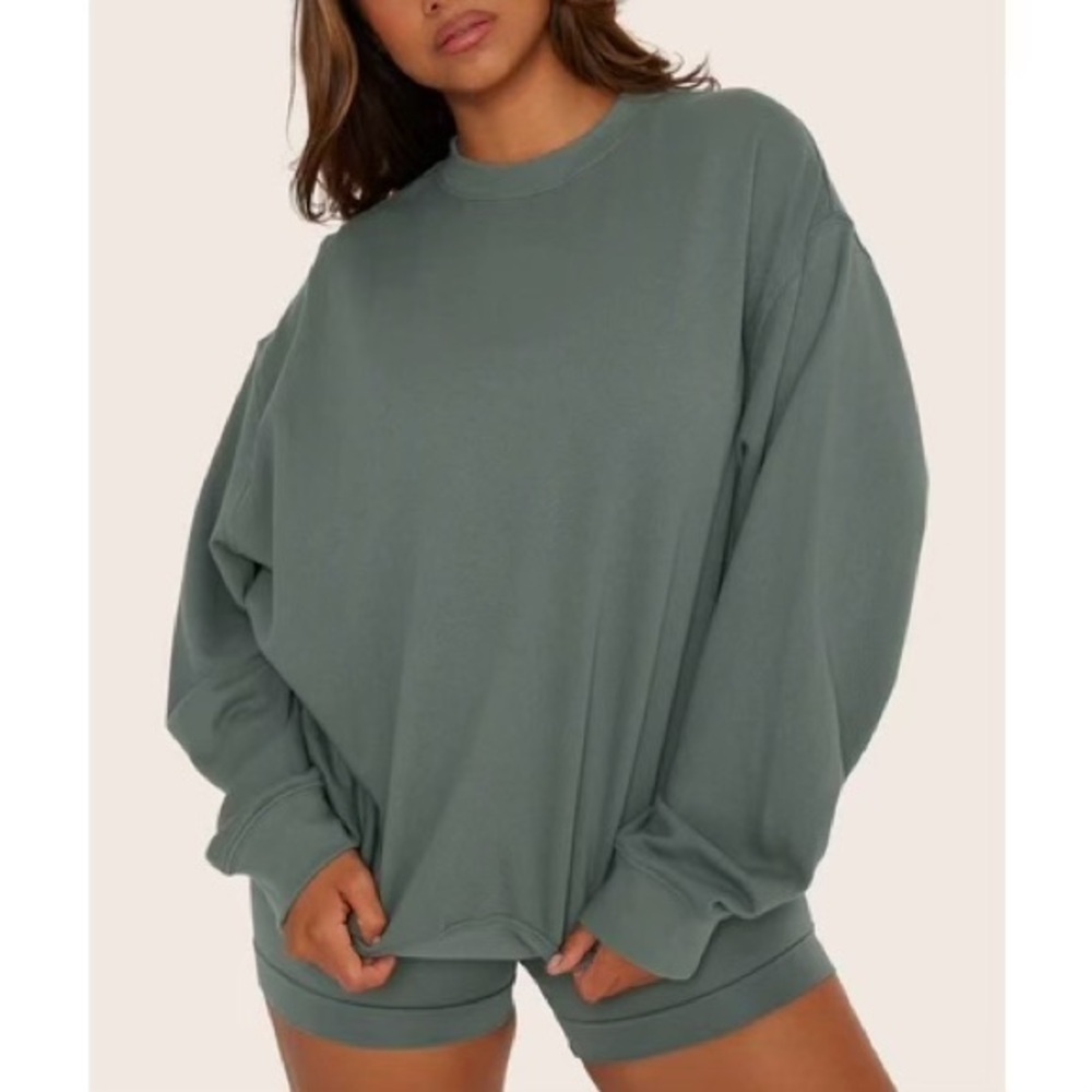 Set Active Lightweight Classic Crewneck Sweatshirt in Wave Teal Green - Size XS